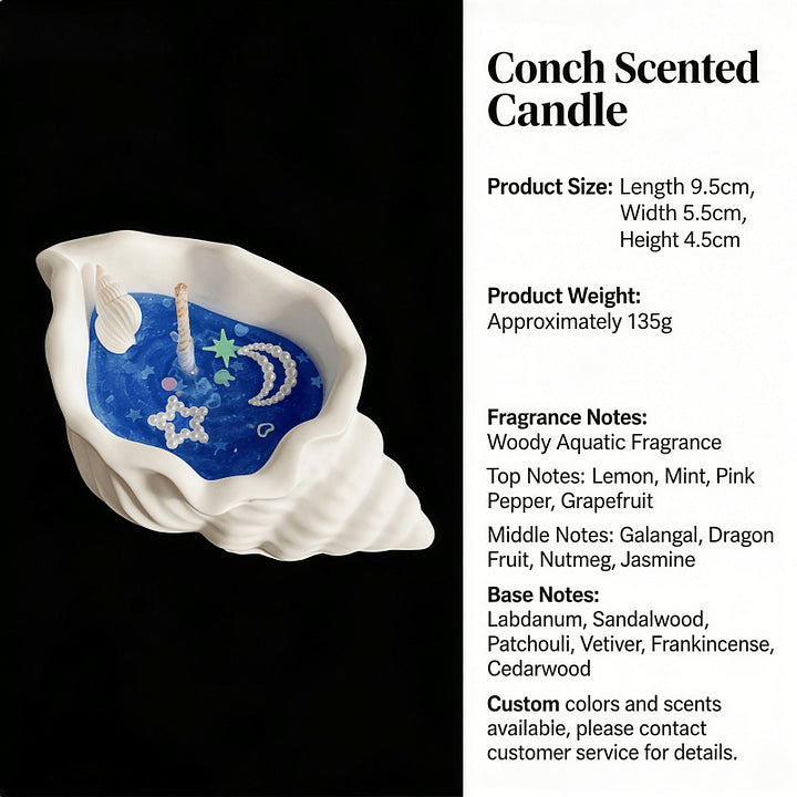 Conch Shell Scented Candle - Home Bedroom Fragrance Deodorizer with Plant Essential Oils - Ornament & Gift