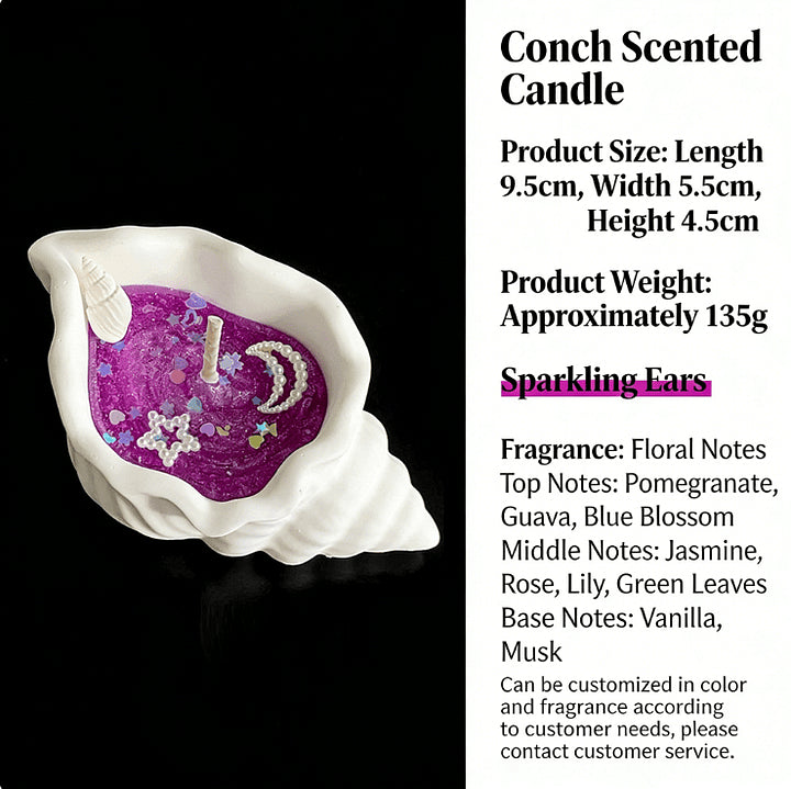 Conch Shell Scented Candle - Home Bedroom Fragrance Deodorizer with Plant Essential Oils - Ornament & Gift