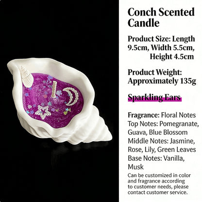 Conch Shell Scented Candle - Home Bedroom Fragrance Deodorizer with Plant Essential Oils - Ornament & Gift