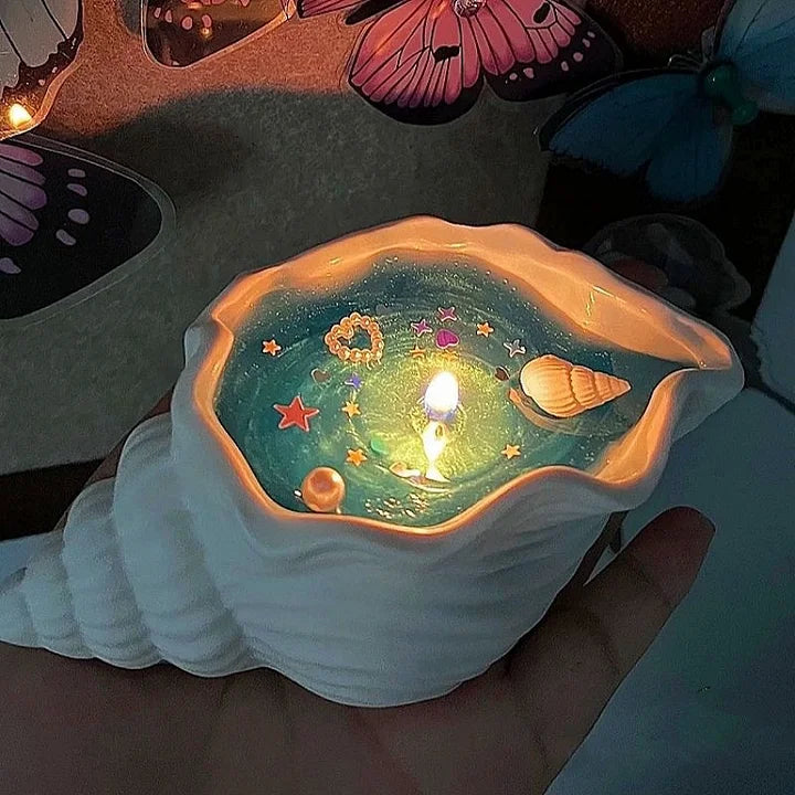 Conch Shell Scented Candle - Home Bedroom Fragrance Deodorizer with Plant Essential Oils - Ornament & Gift